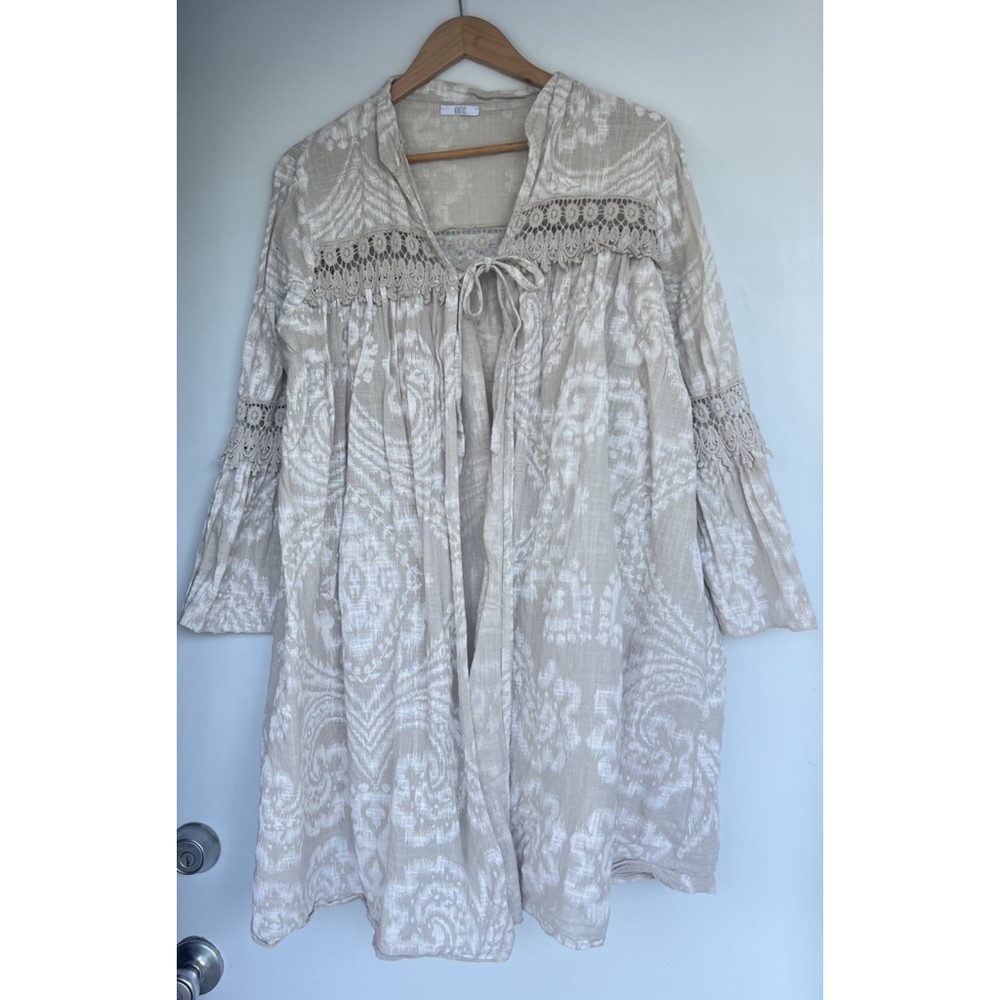 Kaktus Paisley Crochet Bell Sleeve Tunic Top Blouse Peasant Cottage Prairie Flow